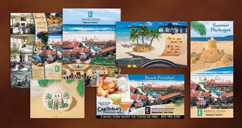 rochures, presentation folders, rack cards, mailers and freeway billboards for Embassy Suites by Creative365