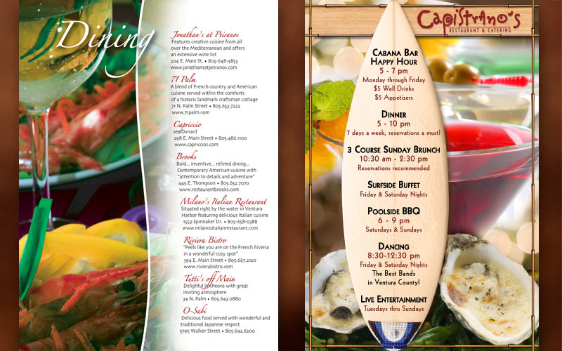 posters and menus for oxnard restaurant