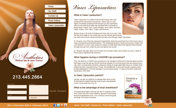 cosmetic laser center website design by creative 365, ventura