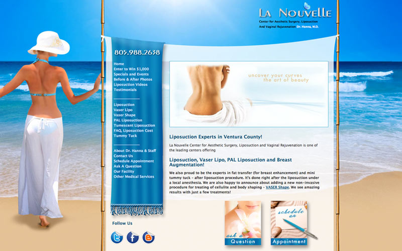 web design for liposuction center, ventura