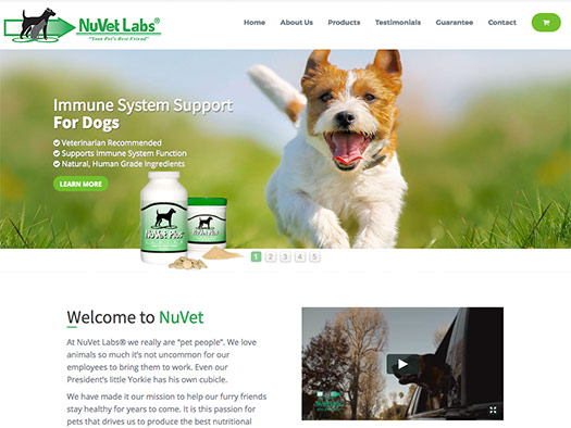 custom e-commerce website design by Julia Ionov for nuvet dog supplements