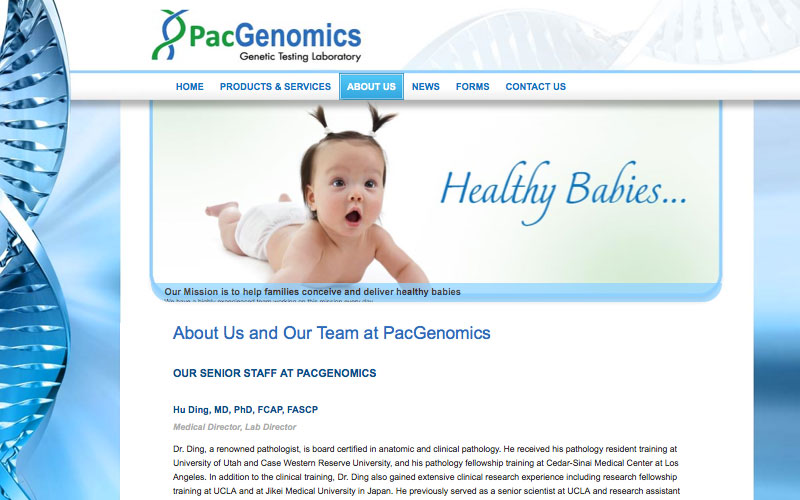 web design for genetic testing lab in thousand oaks