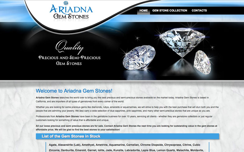 website for a gemstones company