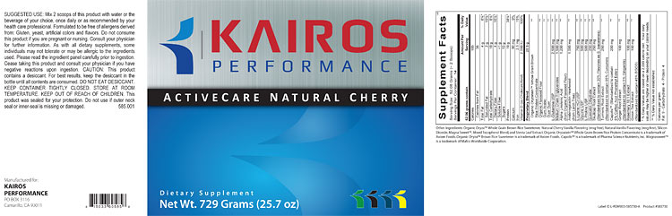 kairos activecare natural cherry label