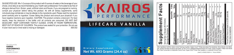 kairos lifecare vanilla label