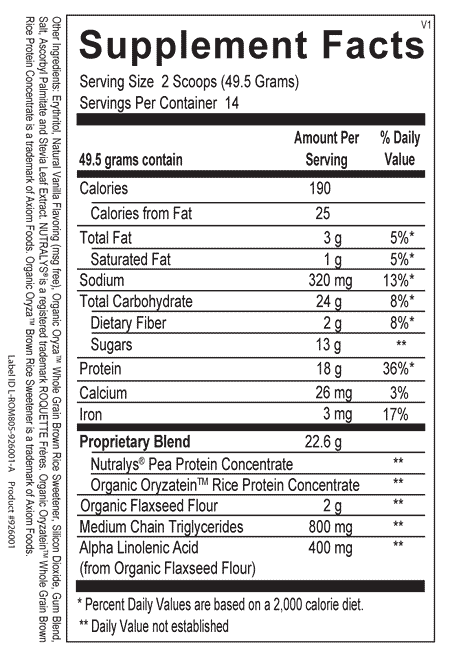 kairos lifecare vanilla supplement facts