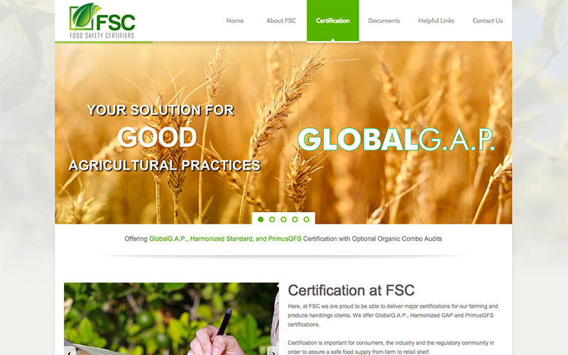 web design for food safety certifiers, carpinteria